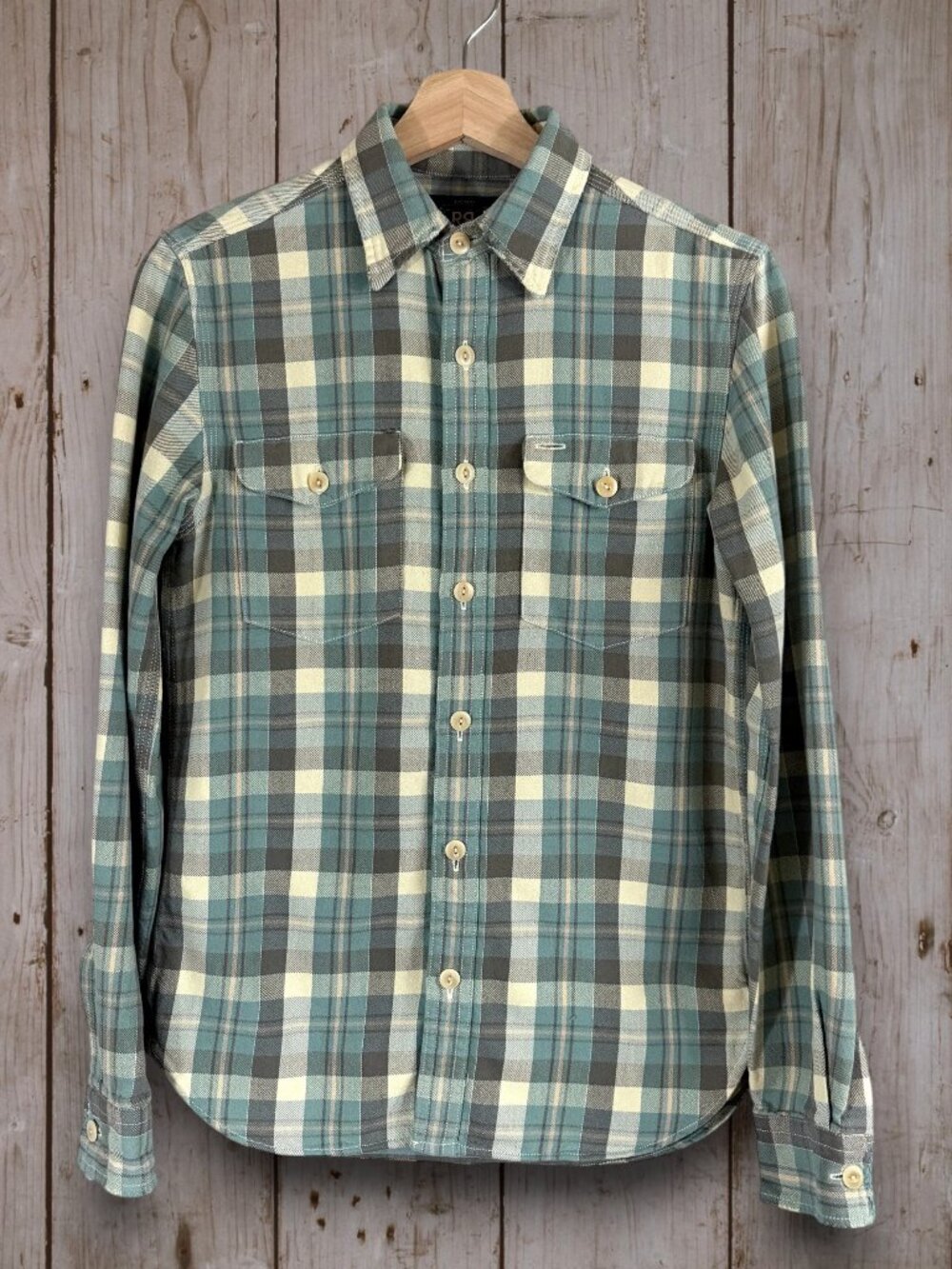 RRL Distressed Plaid Flannel Button Up Shirt Small Preowned Double RL